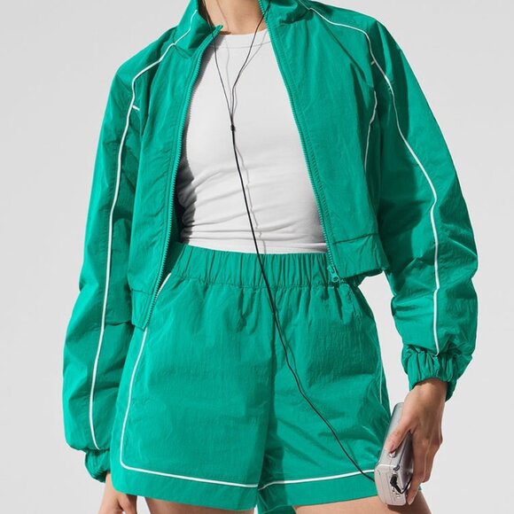 ALO Yoga Pants - Alo Yoga Motivate Track Jacket & Shorts Set Green